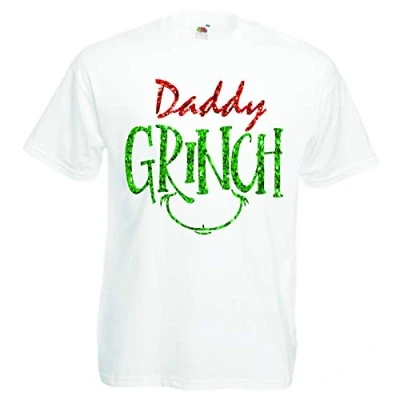 Image of Daddy Grinch Christmas T Shirt Dr Seuss Xmas Gift Novelty Mens Sizes S XXXL (Large, White)
