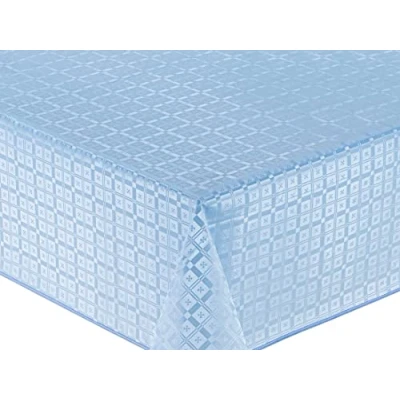 Image of Home Direct Embossed Rectangular Oilcloth PVC Wipe Clean Tablecloth Table Cover 140cm x 240cm 55x94 Blue Grey