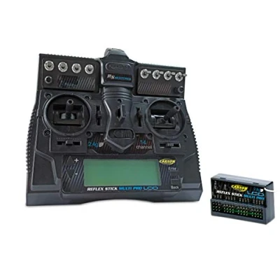 Image of Carson 500501004 FS Reflex Stick Multi PRO LCD 2.4 GHz 14 Channel Remote Control System with Receiver for Model Vehicles Such as RC Cars and Ships, Black