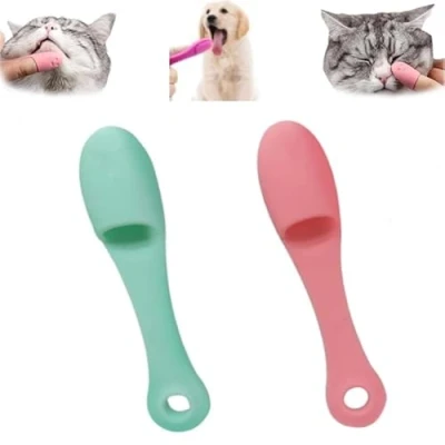 Image of Cat Chin Brush,Silicone Scrubber for Cats Cleaner,Finger Brush Silicone Pet Toothbrush, Finger Toothbrush Dental Care,Finger Brushes Suitable Puppies and (D 2pcs)