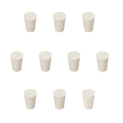 Image of StonyLab Solid Rubber Stoppers, 10 Pack 1# 14mm x 19mm 27mm White Tapered Lab Seal Stoppers
