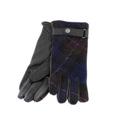 Image of Failsworth Ladies Harris Tweed &amp; Leather Gloves (Medium/Large, Purple)