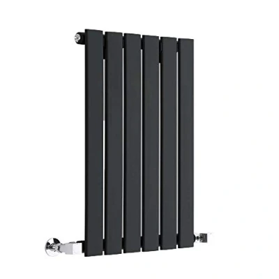 Image of Milano Alpha Black Horizontal Single Flat Panel Radiator 635mm x 420mm