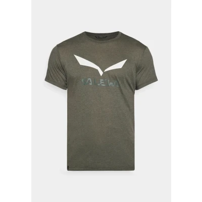 Image of Salewa Solidlogo Dry M T Shirt, Dark Olive Melange, XS, Male