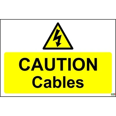 Image of Caution Cables Sign Self Adhesive Sticker 300mm x 200mm