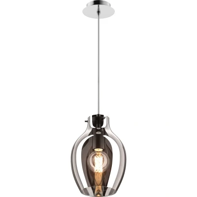 Image of Bresso Small 18cm Dome Pendant Ceiling Light, Smokey Chrome, 1x E27