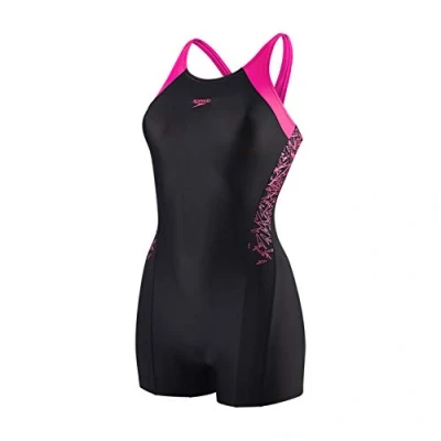 Image of Speedo Girls Boom Splice Legsuit Black/Electric Pink, 24