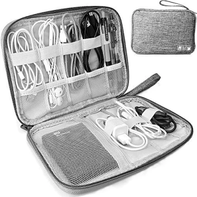 Image of HCFGS Electronics Accessories Organizer Bag, Travel Cable Organiser Universal Carry Gadget Bag for USB Drive, SD Card, Charger Hard Disk (Gray)