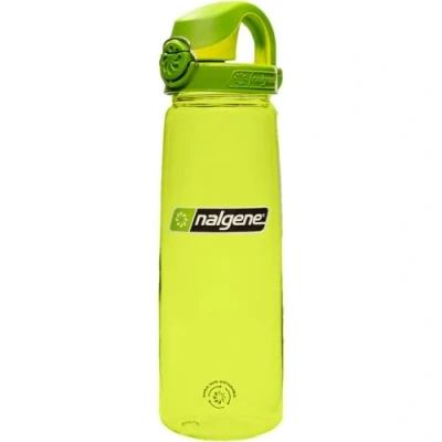 Image of Nalgene Sustain Tritan BPA Free On The Fly Water Bottle Made with Material Derived from 50% Plastic Waste, 24 OZ, Spring Green Iguana