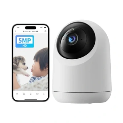 Image of SwitchBot Home Security Camera 5MP Pan/Tilt Cam 3K Super HD, 2.4Ghz Wi Fi Plug in for Baby Monitor/Pet Camera, 360 Motion Tracking, Human/Pet AI, Privacy Mode, Color Night Vision, Works with Alexa