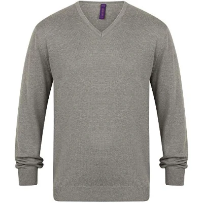 Image of Henbury Mens 12 Gauge Fine Knit V Neck Jumper/Sweatshirt (3XL) (Slate Grey Marl)