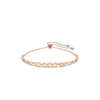 Image of Swarovski Emily bracelet, Mixed round cuts, Pink, Rose gold tone plated