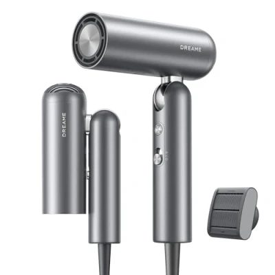 Image of Dreame Pocket High Speed Hair Dryer, 110,000RPM Motor, 3 Foldable Forms, 300 Million Negative Ions/cm3, 57C Constant Temperature, 40s Drying, Low Noise 300g Light Weight, Grey