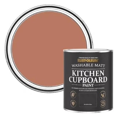 Image of Rust Oleum Red Kitchen Cupboard Paint in Matt Finish Siena 750ml