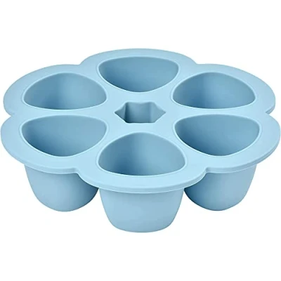 Image of BÉABA, Silicone Multi Containers, Premium Quality for Baby, Extreme Heat Resistance, Oven and Microwave, 6 Separate Sections, Airtight Lid, Made in Italy 6x150 ml Grey