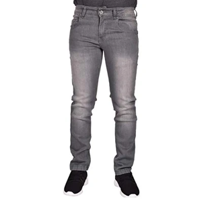Image of True Face Mens Jeans Slim Fit Stretch Trousers Denim Pants Cotton Bottoms Zip Fly 5 Pockets Western Casual Wear TrueFace TF022 Grey Wash 36WX30L
