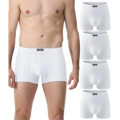 Image of wirarpa Mens Underwear Trunks Soft Cotton Boxer Shorts Comfortable Briefs No Fly Underpants for Men 4 Pack White Size S