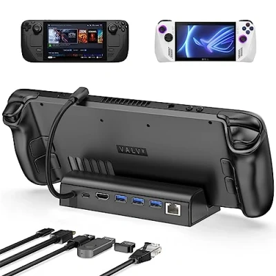 Image of Antank 6 in 1 Steam Deck Docking Station, Dock Stand for ASUS ROG Ally with HDMI 2.0 4K@60Hz, 3 USB A 3.0, Charging C Port, Gigabit Ethernet, 100W PD Fast HUB Valve Stream