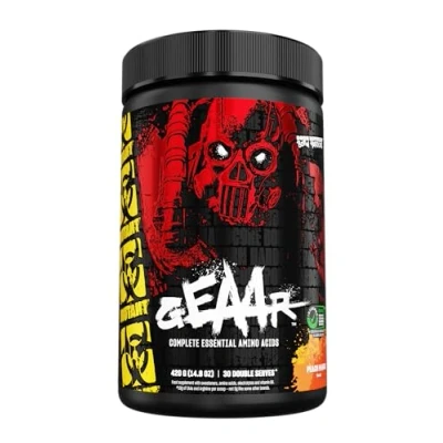 Image of MUTANT GEAAR 9.4g of EAA Powder + Arginine, 7g BCAAs, 4g Leucine, Electrolytes, Coconut Water, No Artificial Colours or Flavours 30 Servings Peach Mango 378g