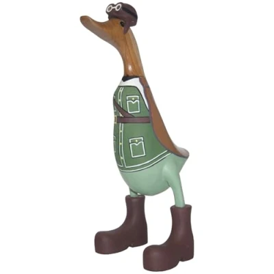 Image of Brave Wings Hand Carved Wooden Bamboo Duck WW2 Pilot 28cm High Ornament Sculpture Figurine Statue Unique Table Decoration Home Decor 5289