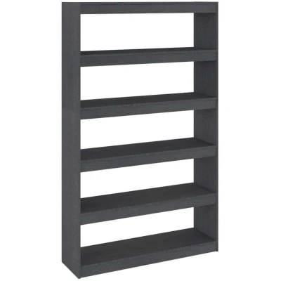 Image of vidaXL Solid Pinewood Book Cabinet Grey Room Divider/Storage Shelf with Spacious Display