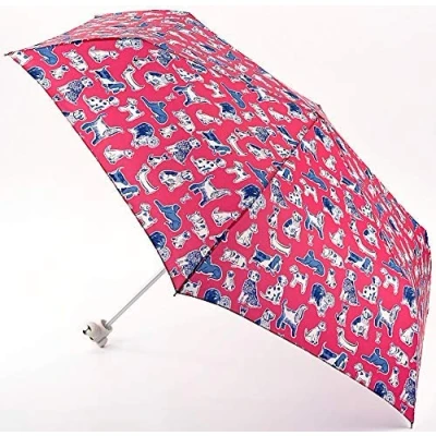 Image of Cath Kidston Squiggle Dogs Red Minilite Folding Umbrella Handbag Size Brolly &amp; Cover
