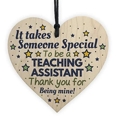 Image of RED OCEAN Special Teaching Assistant Teacher Gifts Thank You Wooden Heart Plaque Leaving School Nursery