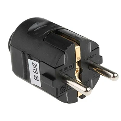 Image of RS PRO Cable mains plug, black, 2P+E Schuko 250 V / 16 A, for Germany