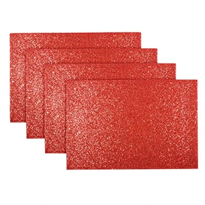 Image of XSS Set Of 4 Place Mats Dinner Dining Table Placemats Tableware Glitter Red