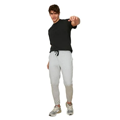 Image of Trendyol Man Menswear Normal Waist Elastic Cuff Jogger Tracksuit Bottoms Grau