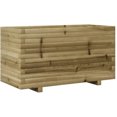 Image of vidaXL Garden Planter Wooden Brown Pine, Rectangular 90x40x49.5 cm Outdoor/Indoor Use Decorative Raised Bed for Flowers, Vegetables, Herbs