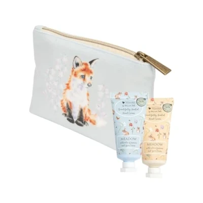 Image of Wrendale Designs &#039;Meadow&#039; Rabbit &amp; Fox Mini Hand Cream Gift Pouch