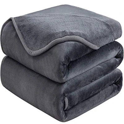 Image of HOZY Fleece Blanket 350GSM Super Soft Fluffy Solid No Static Throws for Double Bed/Large Sofa Dark Grey 220 x 240cm
