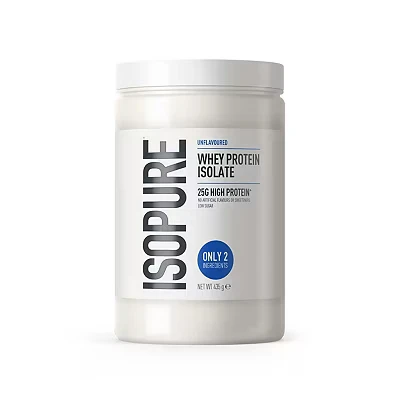 Image of Isopure Unflavoured Whey Protein Isolate Powder, High in with 25 g per Serve, Low Sugar, No Artificial Flavours or Sweeteners, Made Only 2 Ingredients, 435