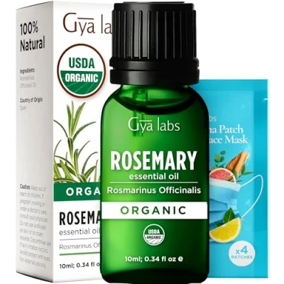 Image of Gya Labs Organic Rosemary Oil for Hair &amp; Scalp Essential Skin Diffuser Steam Distilled (10ml)