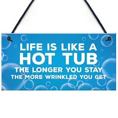 Image of RED OCEAN Funny Joke Hot Tub Sign Hanging Door Wall Accessories Home Decor