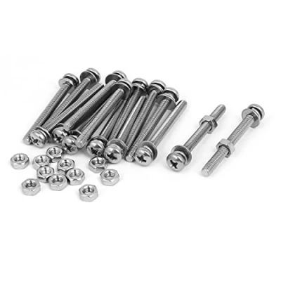 Image of Sourcingmap M4 x 40mm 304 Stainless Steel Phillips Pan Head Screws Nuts w Washers 15 Sets