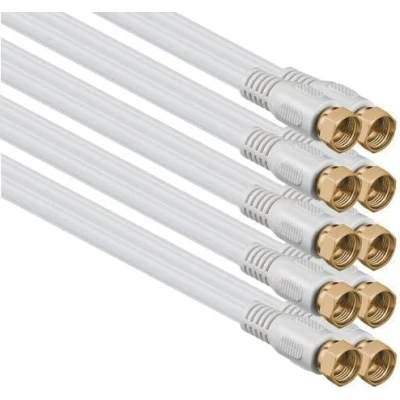 Image of 1aTTack.de SAT antenna cable 2.5 meters 2x shielded gold plated, F connector &gt; (fully shielded) white 85db (5 pieces)