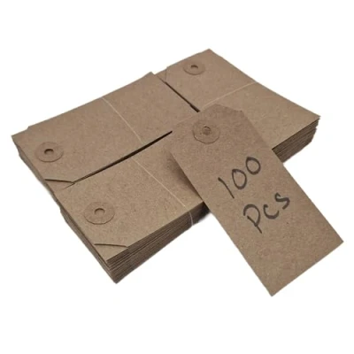Image of Swift Unstrung Tags Brown Reinforced Card Clothing Parcel Label Gift Swing Tickets Kraft Price Labelling 96mm x 48mm (Pack of 100)