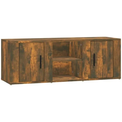 Image of vidaXL TV Cabinet Smoked Oak 100x31.5x35 cm Engineered Wood