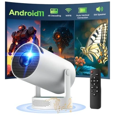 Image of Mini Projector with WiFi and Bluetooth, Portable Movie 360 Rotatable, 4K 1080P HD Supported, 180 ANSI Lumens, Auto Keystone Correction, 30&quot; 150&quot; Screen Video