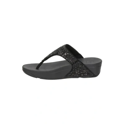 Image of Fitflop LULU TOE POST Glitter Tbar sandals, Women&#039;s, Size: 3, Zwart Textile