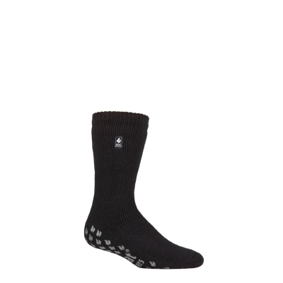 Image of Mens 1 Pair SOCKSHOP Heat Holders 2.3 TOG Plain Slipper Socks Black 6 11