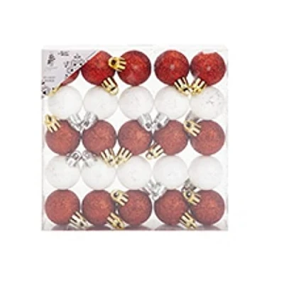 Image of 25 Pack 30mm Baubles Christmas Tree Decoration Red and White 4017