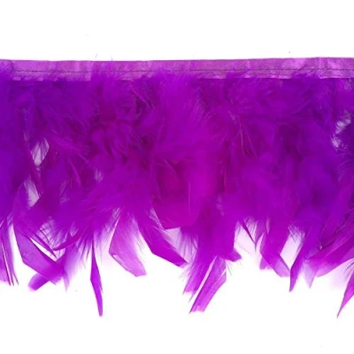 Image of Sowder Turkey Feathers Trim Fringe for Party Wedding Dress Sewing Crafts Costumes Decoration Pack of 2 Yards(Purple)