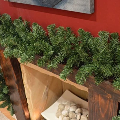 Image of Samuel ALEXANDER 2 Pack 270cm (9ft) x 20cm Imperial Pine Christmas Garland Decoration Plain Green