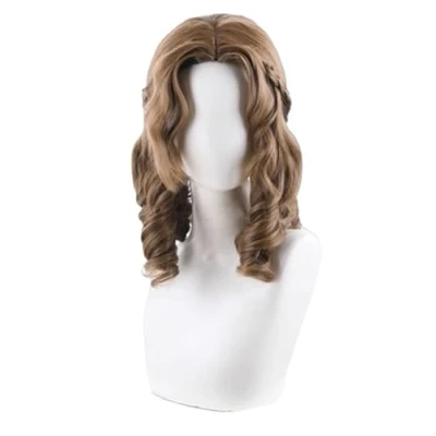 Image of Game Cosplay Wig Brown Hair Curly Middle Part Heat Resistant Halloween Costume Party