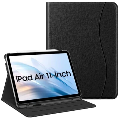 Image of FINTIE Case for iPad Air 11 inch (2024) M2, 6th / 5th 4th Generation (2024/2022/2022) [Multi Angle Viewing] Folio Stand Protective Cover with Pencil Holder &amp; Pocket, Black