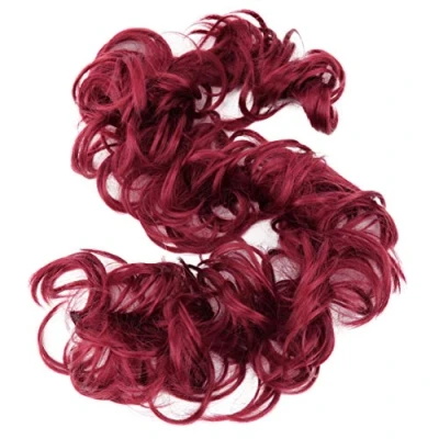 Image of CAISHA XXL Hairpiece Scrunchy Updo Bridal Hairstyle Voluminous Curly Messy Bun Intense Red HW29