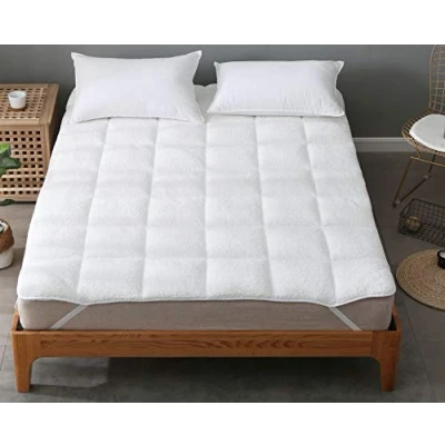 Image of iStyle Mode Super Soft Sherpa Teddy Quilted Mattress Topper Memory Foam Fabric Elastic Band Microfiber Box Shaped (Double)